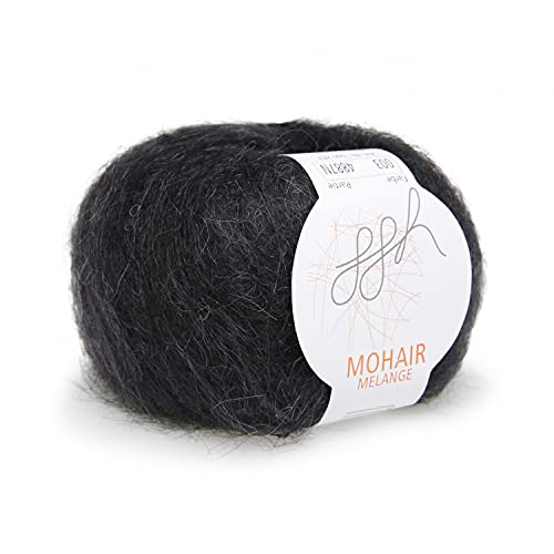 ggh Mohair Melange - Mohairwolle Mischung (Kid-Mohair) - 25g Wolle zum Stricken - Farbe 003 - Dunkelgrau von ggh