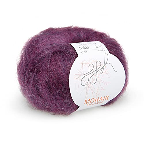 ggh Mohair Melange - Mohairwolle Mischung (Kid-Mohair) - 25g Wolle zum Stricken - Farbe 007 - Aubergine von ggh