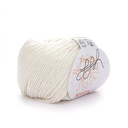 ggh Mystik - Baumwolle und Viskose Mischung mit Glanzeffekt - Wolle zum Stricken oder Häkeln - Farbe 002 - Cremeweiß von ggh