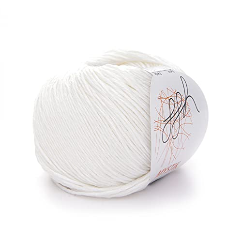 ggh Mystik - Baumwolle und Viskose Mischung mit Glanzeffekt - Wolle zum Stricken oder Häkeln - Farbe 001 - Weiß von ggh
