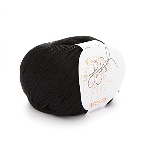 ggh Mystik - Baumwolle und Viskose Mischung mit Glanzeffekt - Wolle zum Stricken oder Häkeln - Farbe 028 - Schwarz von ggh