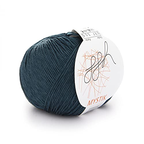 ggh Mystik - Baumwolle und Viskose Mischung mit Glanzeffekt - Wolle zum Stricken oder Häkeln - Farbe 097 - Blaupetrol von ggh