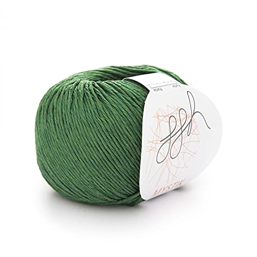 ggh Mystik - Baumwolle und Viskose Mischung mit Glanzeffekt - Wolle zum Stricken oder Häkeln - Farbe 123 - Moosgrün von ggh