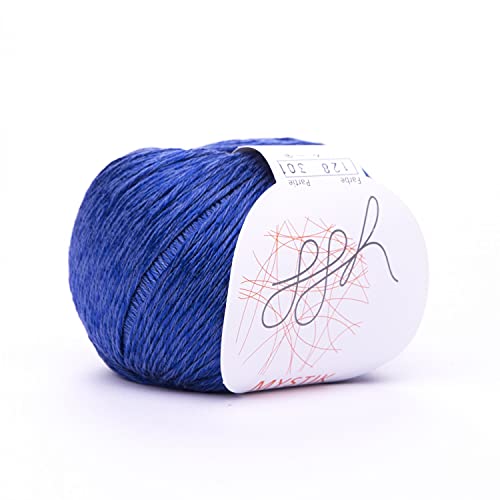 ggh Mystik - Baumwolle und Viskose Mischung mit Glanzeffekt - Wolle zum Stricken oder Häkeln - Farbe 128 - Königsblau von ggh