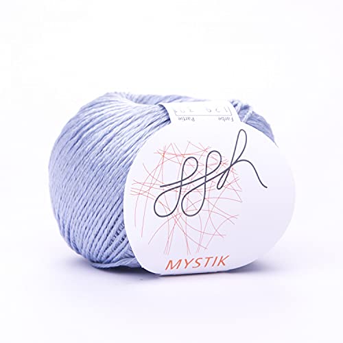 ggh Mystik - Baumwolle und Viskose Mischung mit Glanzeffekt - Wolle zum Stricken oder Häkeln - Farbe 129 - Hellblau ggh Mystik - Baumwolle und Viskose Mischung mit Glanzeffekt - Wolle zum Stricken oder Häkeln - Farbe 129 - Hellblau von ggh