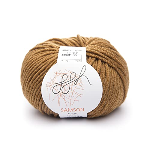 ggh Samson - Merino Wolle (mulesing Free) Lauflänge ca. 85m auf 50g - Wolle zum Stricken oder Häkeln - Farbe 059 - Curry von ggh