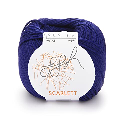 ggh Scarlett - 100% Baumwolle mit leichtem Seidenglanz - Wolle geeignet zum Stricken und Häkeln - Farbe 051 - Royalblau von ggh