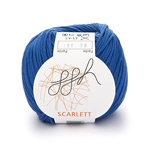 ggh Scarlett - 100% Baumwolle mit leichtem Seidenglanz - Wolle geeignet zum Stricken und Häkeln - Farbe 066 - Kornblumenblau von ggh