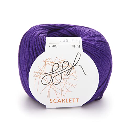 ggh Scarlett - 100% Baumwolle mit leichtem Seidenglanz - Wolle geeignet zum Stricken und Häkeln - Farbe 069 - Dunkles Violett von ggh