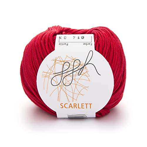 ggh Scarlett - 100% Baumwolle mit leichtem Seidenglanz - Wolle geeignet zum Stricken und Häkeln - Farbe 014 - Rot von ggh