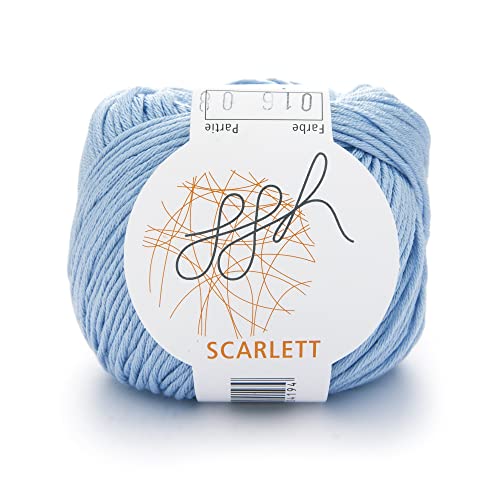 ggh Scarlett - 100% Baumwolle mit leichtem Seidenglanz - Wolle geeignet zum Stricken und Häkeln - Farbe 016 - Hellblau von ggh
