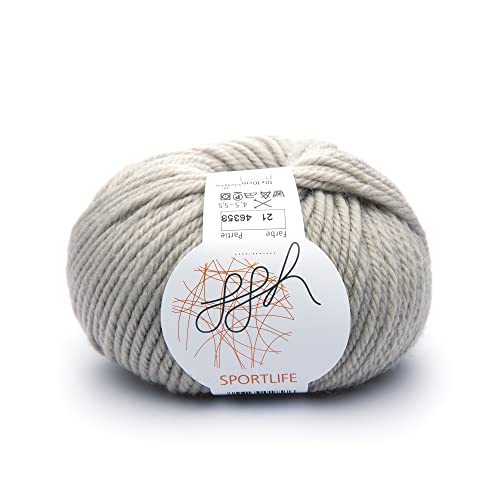 ggh Sportlife - 100% Schurwolle (Superwash - maschinenwaschbar) - Wolle zum Stricken und Häkeln geeignet - Farbe 021 - Helles Beige von ggh
