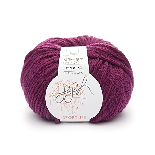 ggh Sportlife - 100% Schurwolle (Superwash - maschinenwaschbar) - Wolle zum Stricken und Häkeln geeignet - Farbe 032 - Granatrot von ggh