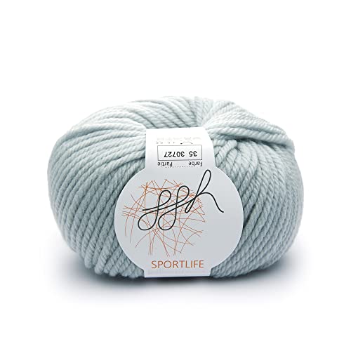 ggh Sportlife - 100% Schurwolle (Superwash - maschinenwaschbar) - Wolle zum Stricken und Häkeln geeignet - Farbe 035 - Eisgrau von ggh