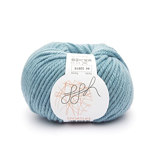 ggh Sportlife - 100% Schurwolle (Superwash - maschinenwaschbar) - Wolle zum Stricken und Häkeln geeignet - Farbe 044 - Arktisblau von ggh