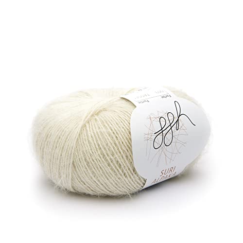 ggh Suri Alpaka - 100% Alpaka Wolle (Suri Alpaka) - Wolle zum Stricken - Farbe 003 - Elfenbein von ggh