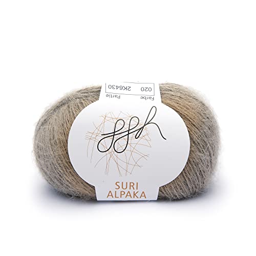 ggh Suri Alpaka - 100% Alpaka Wolle (Suri Alpaka) - Wolle zum Stricken - Farbe 020 - Zimtzucker von ggh