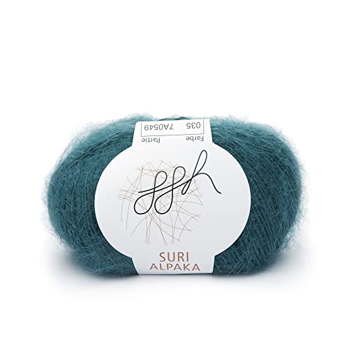 ggh Suri Alpaka - 100% Alpaka Wolle (Suri Alpaka) - Wolle zum Stricken - Farbe 035 - Schiefergrün von ggh