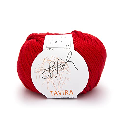 ggh Tavira - 100% Baumwolle - Lauflänge 80m auf 50g - Nadelstärke 4-5 - Wolle zum Stricken oder Häkeln geeignet - Farbe 006 - Rot von ggh