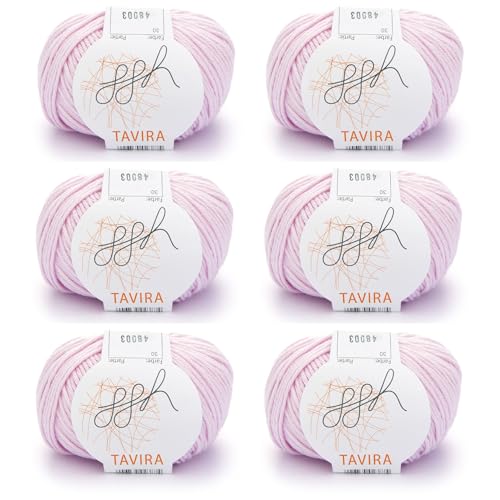 ggh Tavira Box | 6x50g (insg. 300g) Baumwolle zum Stricken oder Häkeln - Farbe 030 - Hellrosa von ggh