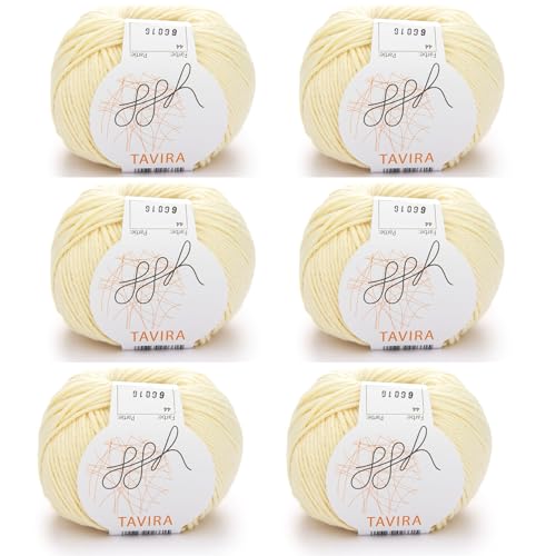 ggh Tavira Box | 6x50g (insg. 300g) Baumwolle zum Stricken oder Häkeln - Farbe 044 - Vanille von ggh