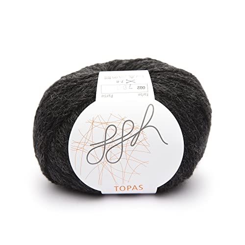 ggh Topas - Schurwolle, Alpaka Mischung - Wolle zum Stricken oder Häkeln - Farbe 002 - Anthrazit von ggh
