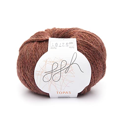 ggh Topas - Schurwolle, Alpaka Mischung - Wolle zum Stricken oder Häkeln - Farbe 027 - Sequoiabraun von ggh