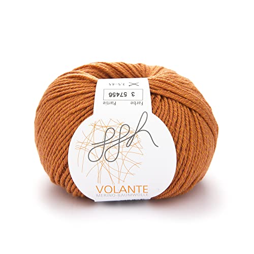 ggh Volante - Merinowolle mit Baumwolle - 50g Wolle zum Stricken oder Häkeln - Farbe 003 - Kupferorange ggh Volante - Merinowolle mit Baumwolle - 50g Wolle zum Stricken oder Häkeln - Farbe 003 - Kupferorange von ggh