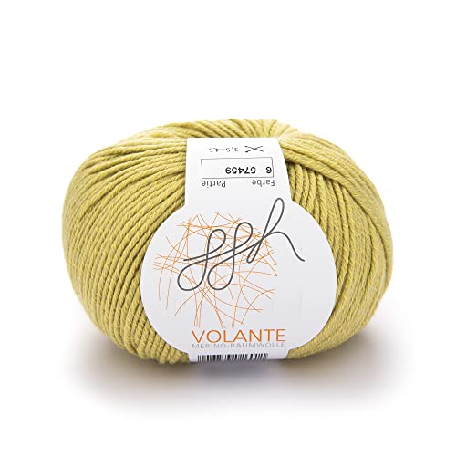 ggh Volante - Merinowolle mit Baumwolle - 50g Wolle zum Stricken oder Häkeln - Farbe 006 - Strohgelb von ggh