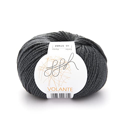 ggh Volante - Merinowolle mit Baumwolle - 50g Wolle zum Stricken oder Häkeln - Farbe 010 - Schiefergrau ggh Volante - Merinowolle mit Baumwolle - 50g Wolle zum Stricken oder Häkeln - Farbe 010 - Schiefergrau von ggh