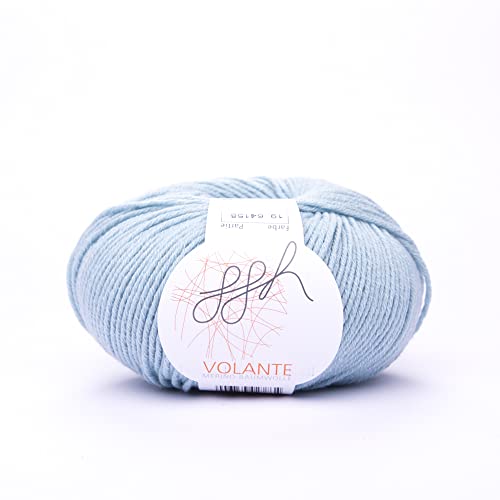 ggh Volante - Merinowolle mit Baumwolle - 50g Wolle zum Stricken oder Häkeln - Farbe 019 - Hellblau von ggh