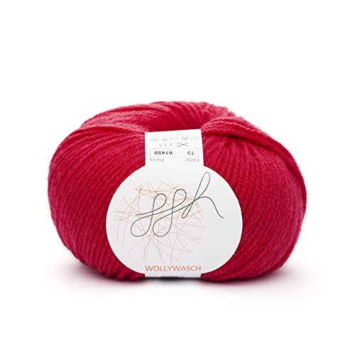 ggh Wollywasch - 100% Schurwolle (Superwash) - Wolle zum Stricken oder Häkeln - Lauflänge 125m auf 50g - Farbe 073 - Leuchtend Rot von ggh