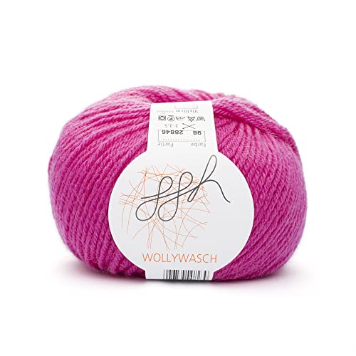 ggh Wollywasch - 100% Schurwolle (Superwash) - Wolle zum Stricken oder Häkeln - Lauflänge 125m auf 50g - Farbe 098 - Knallpink von ggh