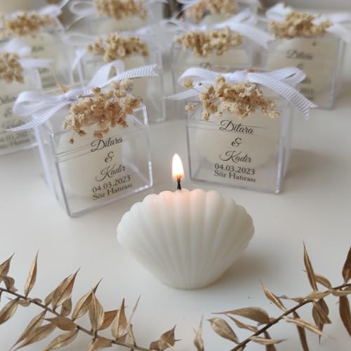 gastgeschenk hochzeit gäste kerze, hochzeit geschenke für brautpaar, 30 stück Gastgeschenk Muschel Kerze, Schön Das Du Da Bist,taufe geschenk gäste babyparty von giftupstore