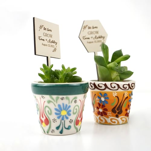 giftupstore Partygeschenk für Gäste, Sukkulententententöpfe mit Holzanhängern für Brautpartys, elegante Rückgabe, Keramiktopf für Babypartys, Pflanze nicht im Lieferumfang enthalten (20 Stück) giftupstore Partygeschenk für Gäste, Sukkulententententöpfe mit Holzanhängern für Brautpartys, elegante Rückgabe, Keramiktopf für Babypartys, Pflanze nicht im Lieferumfang enthalten (20 Stück) von giftupstore
