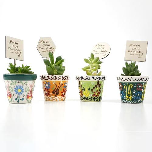 giftupstore Partygeschenk für Gäste, Sukkulententententöpfe mit Holzanhängern für Brautpartys, elegante Rückgabe, Keramiktopf für Babypartys, Pflanze nicht im Lieferumfang enthalten (70 Stück) giftupstore Partygeschenk für Gäste, Sukkulententententöpfe mit Holzanhängern für Brautpartys, elegante Rückgabe, Keramiktopf für Babypartys, Pflanze nicht im Lieferumfang enthalten (70 Stück) von giftupstore