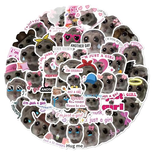 Aufkleber "Sad Hamster" – Niedlicher Meme Trauriger Hamster – Ästhetischer Mädchen-Aufkleber, PVC, 56 x für Wasserflaschen, Becher, Tassen, Laptops, Harte Hüte Aufkleber "Sad Hamster" – Niedlicher Meme Trauriger Hamster – Ästhetischer Mädchen-Aufkleber, PVC, 56 x für Wasserflaschen, Becher, Tassen, Laptops, Harte Hüte von gifyym