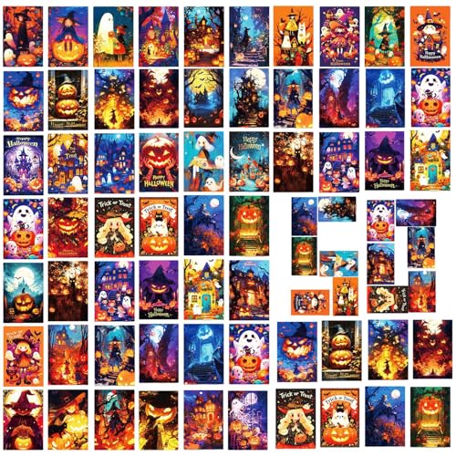 Halloween -Grußkarten - Halloween -Einladungskarten - Umpkin Skelett Ghost Castle Grußdeck | 50-Pack Lustige Postkarten Zum Thema Horror Mit , Skelett, Ghost & Castle Designs | Verschiedener 4x6 von gifyym