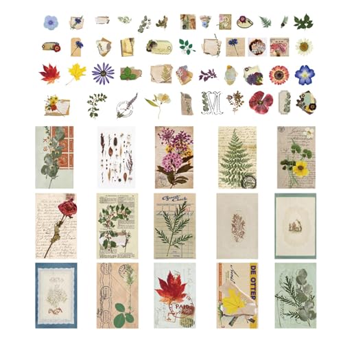 Vintage Aufkleber für Basteln - 60-teiliges Set Mehrzweck Scrapbook-Sticker, Bunte Dekorationen für -Karten, Fotoalben und Kunsthandwerk, Retro Design Vintage Aufkleber für Basteln - 60-teiliges Set Mehrzweck Scrapbook-Sticker, Bunte Dekorationen für -Karten, Fotoalben und Kunsthandwerk, Retro Design von gifyym