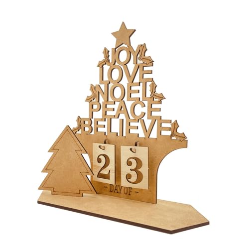 Weihnachtskalender - Holz Adventskalender Mit | Tischdekoration Für Weihnachten | 20x20 Cm Feiertage Holzhausverzierung von gifyym
