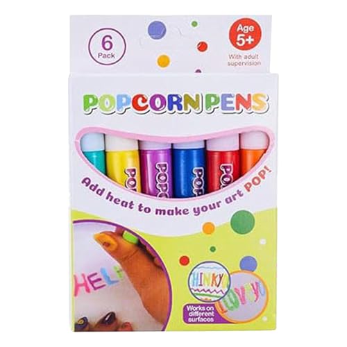 gifyym 3D-Drucker-Stift - Bunte Zeichenstifte - 6 Bunte Kinder-Zeichenstifte Mit 3D-Tinte | Lustige Blasenstifte Für Zuhause, Schule & Kindergarten | Kreative Marker Für Kunstprojekte & Sammelalben von gifyym