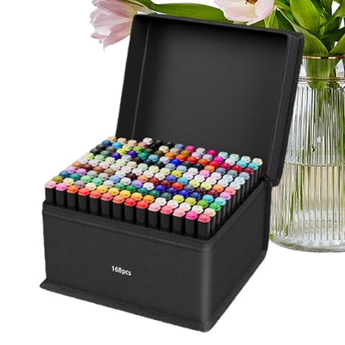 gifyym Marker mit feiner Spitze, Doppelspitze, 168 Farben, Bastelset, ästhetische Bastelwerkzeuge, Kunstbedarf zum Zeichnen, Malen, Journaling, Schriftzug, Kritzeln gifyym Marker mit feiner Spitze, Doppelspitze, 168 Farben, Bastelset, ästhetische Bastelwerkzeuge, Kunstbedarf zum Zeichnen, Malen, Journaling, Schriftzug, Kritzeln von gifyym