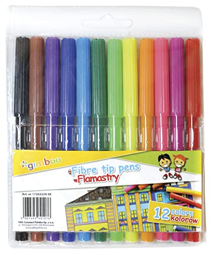 gimboo Filzstifte / 12 Stück/Spitze 1 mm/Schulfilzstifte Fasermaler mit Loch zum Aufhängen/Erwachsene und Kinder/Perfekt für Schularbeiten/Mischfarben gimboo Filzstifte / 12 Stück/Spitze 1 mm/Schulfilzstifte Fasermaler mit Loch zum Aufhängen/Erwachsene und Kinder/Perfekt für Schularbeiten/Mischfarben von gimboo