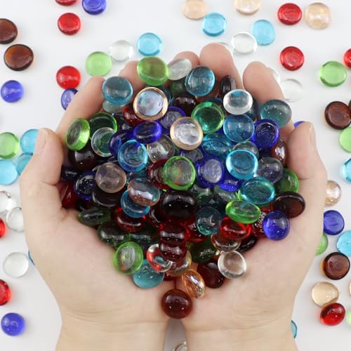 ginojex Glasperlen, 450 g, verschiedene Farben, Vasenfüller, Aquarium-Kies, Dekoration, flache Glasmurmeln, Edelsteine, Kieselsteine, Aquarium, Felsen, Heimdekoration, Kunsthandwerk – 7 Farbmischungen ginojex Glasperlen, 450 g, verschiedene Farben, Vasenfüller, Aquarium-Kies, Dekoration, flache Glasmurmeln, Edelsteine, Kieselsteine, Aquarium, Felsen, Heimdekoration, Kunsthandwerk – 7 Farbmischungen von ginojex