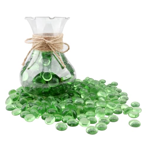 ginojex Glasperlen, Vasenfüller, Aquarium-Kies, Dekoration, flache Glasmurmeln, Edelsteine, Kieselsteine, Aquarium, Felsen, Heimdekoration, Kunst, Handwerk, 1 kg, Grün ginojex Glasperlen, Vasenfüller, Aquarium-Kies, Dekoration, flache Glasmurmeln, Edelsteine, Kieselsteine, Aquarium, Felsen, Heimdekoration, Kunst, Handwerk, 1 kg, Grün von ginojex