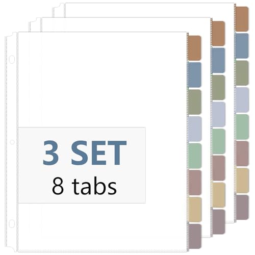 3 transparente Ordner-Trennblätter mit Reitern, 8 Registerkarten aus Kunststoff für 3-Ringordner, Briefgröße, 21,6 x 28,9 cm, Registerkarten mit Taschen, weiße Register-Trennblätter für Zuhause, Büro 3 transparente Ordner-Trennblätter mit Reitern, 8 Registerkarten aus Kunststoff für 3-Ringordner, Briefgröße, 21,6 x 28,9 cm, Registerkarten mit Taschen, weiße Register-Trennblätter für Zuhause, Büro von gisgfim