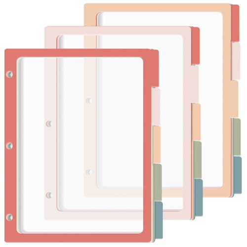 Ringbuch-Trennblätter mit Registern, 5 farbige Trennblätter für 3 Ringbücher mit Reitern, 29,8 x 21,5 cm, transparenter Ordner-Trenner, 3-Ring-Aktenordner, Registereinsatz für Schule, Büro Ringbuch-Trennblätter mit Registern, 5 farbige Trennblätter für 3 Ringbücher mit Reitern, 29,8 x 21,5 cm, transparenter Ordner-Trenner, 3-Ring-Aktenordner, Registereinsatz für Schule, Büro von gisgfim