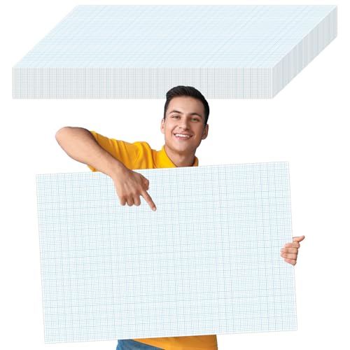 gisgfim 50 Blatt großes Grafikpapier, 61 x 91,4 cm, kariert, großes Rasterblatt, Blaudruck, Zeichenblock für Architekten, Designer, Mathematiker, Zeichner (weiß-blau) von gisgfim