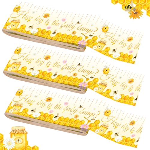 gisgfim Bauch-Maßband für Babypartys, 45,7 m, für Babypartys, Geschlechtsoffenbarung, Bauchmaßband, Zubehör, Maßbänder, Spiel, Partygeschenke für wie groß ist Mama, Bauchspiel (gelbe Biene) von gisgfim