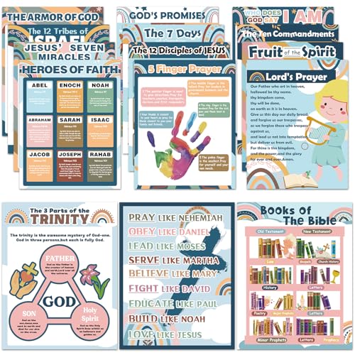 gisgfim Boho-Bibelposter für Klassenzimmer, religiöse Poster, 35,6 x 27,9 cm, Regenbogen-Bücher der Bibel, Pinnwand, zehn Gebote, Poster, christliche Wanddekoration für Sonntagsschule gisgfim Boho-Bibelposter für Klassenzimmer, religiöse Poster, 35,6 x 27,9 cm, Regenbogen-Bücher der Bibel, Pinnwand, zehn Gebote, Poster, christliche Wanddekoration für Sonntagsschule von gisgfim